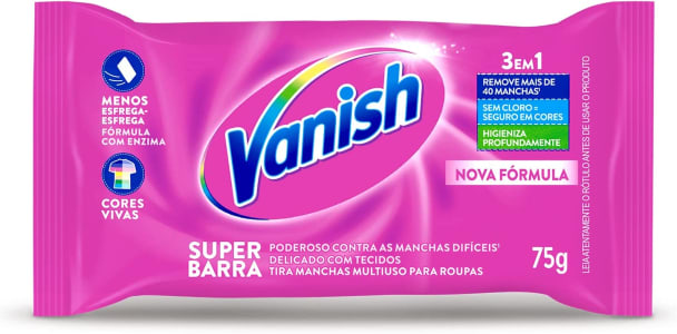 8 Unidades | Tira Manchas em Barra Vanish 75g para Roupas Coloridas