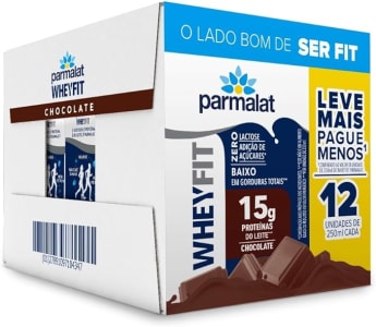 Parmalat WheyFit Pack Bebida Láctea Chocolate 15g de Proteína 250 Ml - 12 Unidades