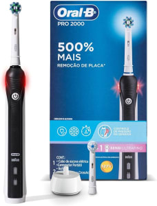 Oral-B PRO Series 3 Escova de dentes elétrica com cabo recarregável, sensor de pressão, timer, 3 modos de escovação e 2 cabeças.​