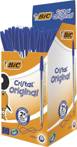 Caneta Esferográfica BIC Cristal Original Dura Mais, Azul, Ponta Média de 1.0mm, 835205, 50 unidades