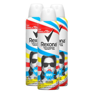 Desodorante Rexona By Anitta Bang Aerosol 150ml Kit com três unidades - Desodorante - Magazine {{route.pmdStoreName}}