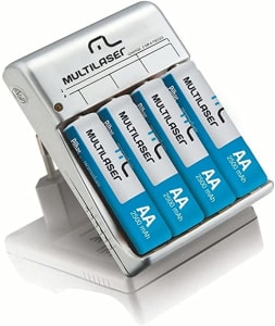 Carregador de Pilhas Multilaser AA/AAA + 4 Pilhas AA 2500Mah - CB054