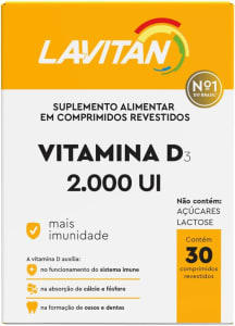 2 Unidades Lavitan Vitamina D 2.000ui Comp Rev X 30 Laranja Pequeno