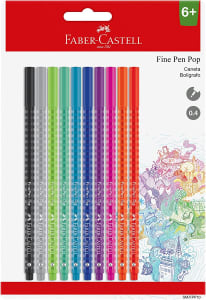 Caneta Ponta Fina Fine Pen POP Faber-Castell cartela com 10 unidades - SM/FPP10