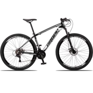 Bicicleta Aro 29 Dropp Race 21 Marchas Quadro Alumínio e Suspensão Dianteira e Freio Disco - Preto+Cinza