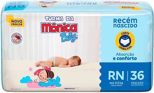 Fralda Turma da Mônica Baby RN - 36 Unidades