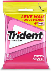 3 Packs de Goma de Mascar Tutti Frutti Trident Pacote 32g 4 Unidades