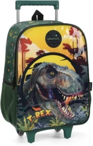 Mochila Escolar, Infantil, Com Rodinha, Up4you, Dinossauro, Grande, Verde Luxcel