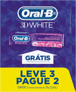 Oral-B Creme Dental Clareador 3D White Brilliant Fresh 70G - 3 Unidades