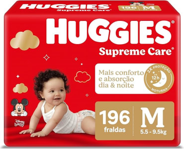 HUGGIES Fralda Supreme Care M - 196 fraldas, Cor: Vermelho