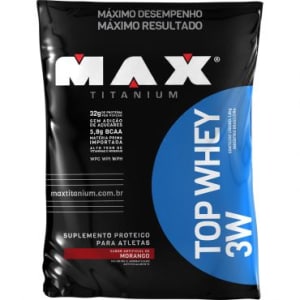 Top Whey 3W Suplemento - Solúvel - Morango - 1,8kg - Max Titanium