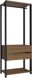 Guarda-roupa Closet Modulado Valencia 2 Gavetas 70cm - Madesa (Rustic/Preto)