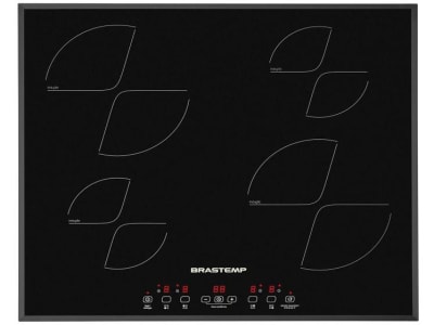 Cooktop 4 Bocas Indução Brastemp Vitrocerâmico - com Timer Preto Acendimento Automático BDJ62AE - Cooktop 4 Bocas - Magazine {{route.pmdStoreName}}