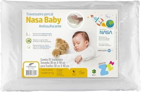 Travesseiro Nasa Baby Anti sufocante recém nascido 0+ - Capa Percal 180 fios - P/fronhas 30x40 cm - Fibrasca