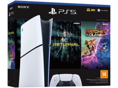 PlayStation 5 Slim Edição Digital 2024 1TB - 1 Controle Branco Sony com 2 Jogos - Console PS5 - Magazine