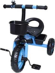 Zippy Toys Triciclo Infantil, Feito de Plástico e Aço Carbono. Possui Cestas de Armazenamento e Campainha Trim Trim. Indicado Para Crianças Até 03 Anos e Suporta Até 25kg (Azul)