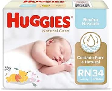 Huggies NATURAL CARE RN - Fralda recém-nascido 34 unidades