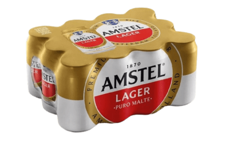 6 Packs Cerveja Premium Puro Malte Lager Lata com 350ml 12 Unidades Amstel (Total 72 Latas)