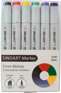  Sinoart Marcador Artístico Marker, 6 Tons Básicos 