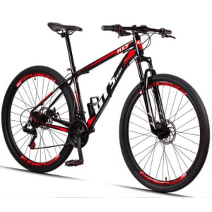 Bicicleta aro 29 GT Sprint mx7 21v freio disco MTB alumínio - Preto+Vermelho
