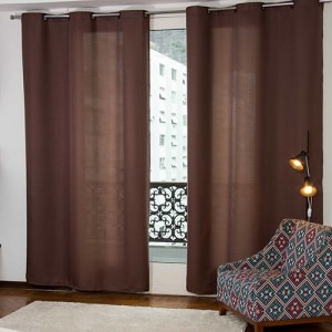 Cortina Alaska 300x250cm com Ilhoses Chocolate - Casa & Conforto