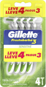 Aparelho de Barbear Descartável Gillette Prestobarba3 Sensitive Leve 4 Pague 3, Gillette