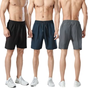 Kit 3 Short Masculina Bermuda Lisa de Academia e Corrida, Tamanhos P ao GG (Disponível Em 3 Combinações De Cores)