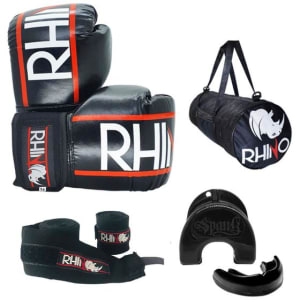 KIT Treino Boxe Rhino com Luva + Bandagem+ Bucal + Bolsa - Spank - Luva de Boxe / Muay Thai - Magazine Ofertaesperta