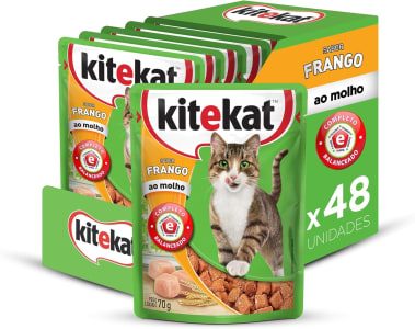 Pack Ração Úmida Kitekat Sachê Frango Ao Molho Para Gatos Adultos 70 G - 48 Unidades