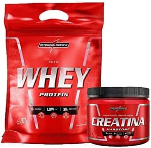 Kit Nutri Whey 900g Morango Refil + Creatina 150g - Integralmedica