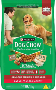 Ração Nestlé Purina Dog Chow Extralife Adultos Médios e Grandes Carne Frango e Arroz 10,1kg