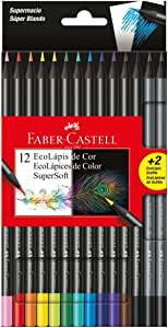 Lápis de Cor Faber-Castell EcoLápis Supersoft 120712SOFT+2 12 Cores + 2 Grafite