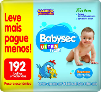 Lenço Umedecido Babysec Galinha Pint Ultrafresh - 192 Unidades