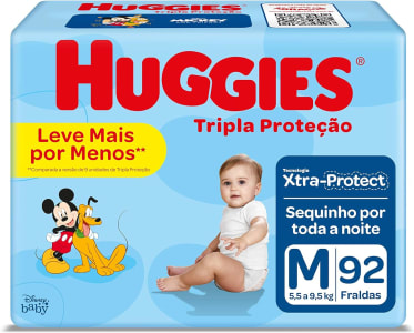 Huggies Tripla Proteção -Fralda, Tamanho M, 92 Fraldas