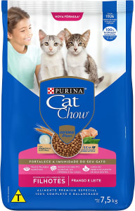 Purina Ração Gatos Filhotes Cat Chow Frango e Leite 7,5kgs - Todos os Tamanhos