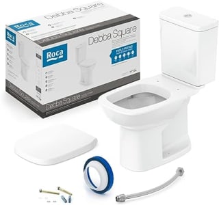 ROCA Kit Vaso Sanitário com Caixa Acoplada e Assento Soft Close Gap Debba Square, Cor: Branco