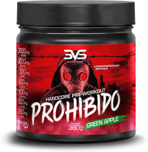 Pré Treino Prohibido Hardcore Pre-Workout, 3VS Nutrition | 2 gr de Beta Alanina | Estimulante para treino | Energia e foco | Explosão de força em seus músculos | Para homens e mulheres