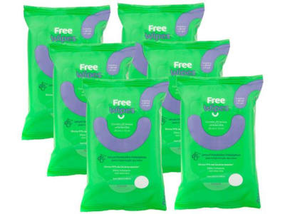 Kit Lenço Umedecido Antisséptico Free Wipes - 6 Pacotes com 20 Unidades Cada - Magazine Ofertaesperta