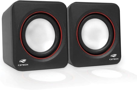 C3Tech Caixa De Som SP-301BK Preto - Sistema De Audio 2.0 P2 Com Blindagem Eletromagnética