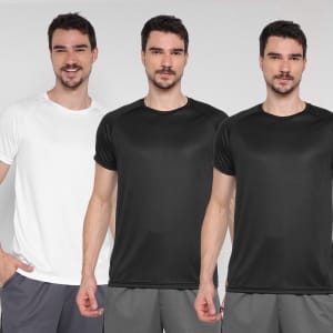 Kit Camiseta Gonew Básica Workout Masculina C/ 3 Peças - Preto+Branco