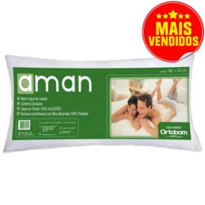 Travesseiro de Corpo com Revestimento 100% Algodão 140 Fios 1,30x0,50cm Anti- Fungo, anti ácaro e Hipoalergênico + GRÁTIS Fronha Aman - Ortobom