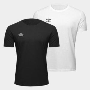 Kit Camisa Umbro TWR Striker Masculina - 2 Unidades - Branco+Preto