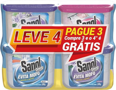 Sanol Evita Mofo Sec Leve 4 Pague 3 - 1 Neutro/ 2 Lavanda/ 1 Baby 4 X 100G Colorido 4 X 100 G