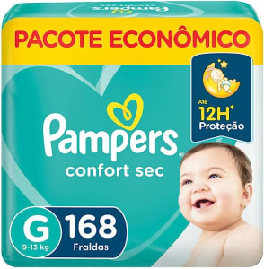 Fraldas Pampers Confort Sec G 168 Unidades