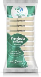 Prendedor De Roupa, Theoto, Madeira, 12 Unidades