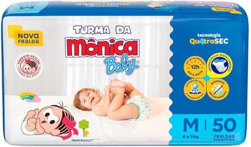 Fralda Turma da Mônica Baby Mega M 50 Unidades