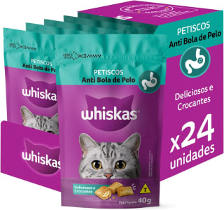 Pack de Petisco Whiskas Anti Bola de Pelo Para Gatos Adultos 40 g - 24 Unidades