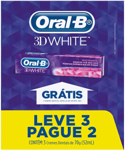 2 Unidades Creme Dental Oral-B 3D White - 70G