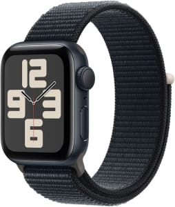 Apple Watch SE GPS • Caixa meia-noite de alumínio – 40 mm • Pulseira loop esportiva meia-noite
