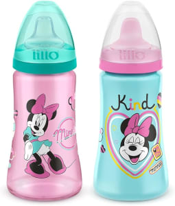 Kit 2 Copos Colors Bico De Silicone Disney Minnie Rosa Lillo